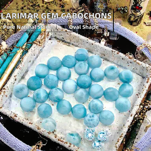 Pierre précieuse Larimar naturelle en gros, taille ovale, cabochon pour la fabrication de bijoux, travaux manuels DIY avec évaluation tierce partie - Product Image 2