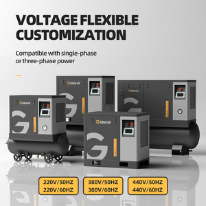 เครื่องอัดอากาศแบบพกพาสำหรับอุตสาหกรรม 220V เฟสเดียว แบบสกรู 7.5kW 10HP ขนาดเล็ก เงียบ พร้อมเครื่องทำลมแห้ง และได้รับมาตรฐาน CE สำหรับใช้กับรถยนต์ - Product Image 3