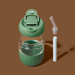 360ML/12oz Glass Water <b>Bottle</b> <b>Coffee</b> Cup Travel Drink Mug with Straw - Product Image 4