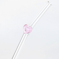 Paille en verre à cœur d'amour multicolore écologique Paille en verre réutilisable torsadée pour smoothies MilkshakesBar Accessoires