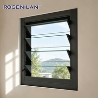 Volets extérieurs en aluminium et verre Rogenilan, minimalistes, économiseurs d'énergie, étanches, à double vitrage trempé, avec persiennes