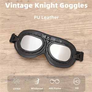 Lunettes de Pilote Steampunk Classiques Vintage 2025 pour Hommes et Femmes, Lunettes de Cyclisme et de Moto en Cuir Coupe-Vent pour l'Extérieur - Product Image 3