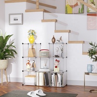 Meuble de rangement 9 cubes noir, étagères de rangement pour placard, organisateur carré en plastique DIY