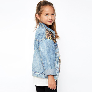 Fancy Items Leopard Patch Work <b>Metal</b> Buttons Denim Jackets for Middle Age Girl - Product Image 2