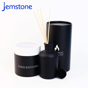 Có thể tái chế sang trọng màu đen vòng chai thủy tinh sậy khuếch tán Bộ quà tặng bao bì xi lanh hương liệu dính ống giấy - Product Image 4