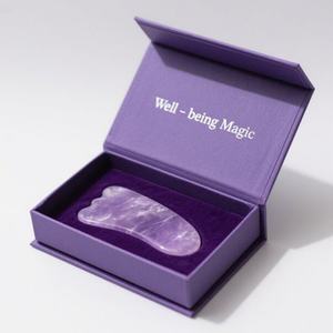 Boîte en papier rigide carrée personnalisée, biodégradable, écologique, de luxe, avec rouleau de jade magnétique et Gua Sha, inserts en éponge EVA - Product Image 1