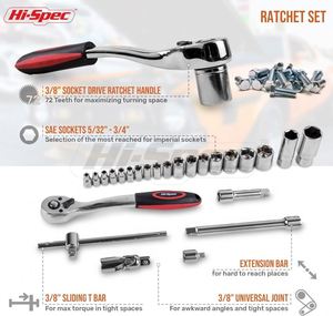 67pcs 1/4 "3/8" ổ đĩa bugi ổ cắm thiết lập với 72 răng SAE Ratchet cờ lê Kit - Product Image 3