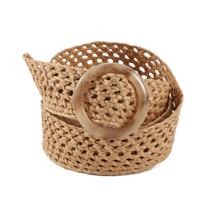Ceinture tressée avec boucle en D, kaki et blanc cassé, en polyester, faite à la main pour femmes et hommes, loisirs été 2026 - Product Image 5