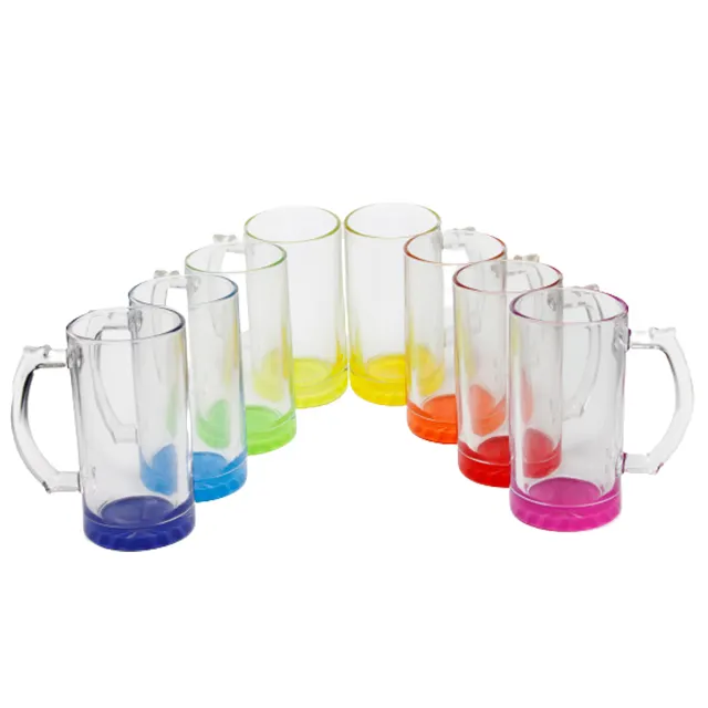 16oz Bar Transparent Regenbogen Farbe Boden Custom ized Weizen Bier beschichtetes Glas Trinken Klar Blank Sublimation Glas Stein Becher