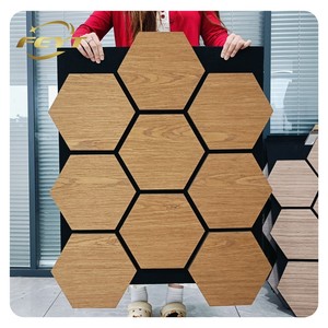 Feyt Sang Trọng Hiện Đại Lục Giác Tường Trang Trí Gỗ Veneer Bề Mặt Đồ Nội Thất Văn Phòng Acoustic Tấm Với 3D Mô Hình Thiết Kế - Product Image 3