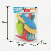 Ensemble de 5 jouets de plage pour enfants avec sac en filet, moules à sable en forme de requin, pelle, râteau, kit de jeu d'été pour l'extérieur, la baignoire et la neige pour garçons et filles