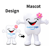 Costume de mascotte gonflable personnalisé en forme de dent, pour adulte, personnage dentaire ambulant avec logo pour la publicité des cliniques dentaires