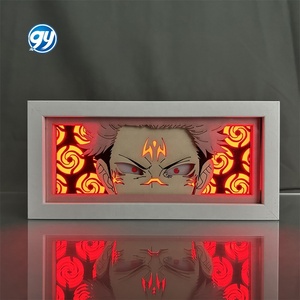 Caja de luz de anime, marco de madera láser de papel para decoración del hogar, caja de luz de <span class=keywords><strong>Manga</strong></span>, escritorio, lámpara de noche Led, caja de luz de corte de papel 3D de anime - Product Image 3