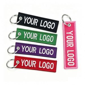 Fashion Promotional Brand <b>Name</b> Logo Embroidery Jet Tag Keychain Key <b>Ring</b> Custom Accessories - Product Image 1