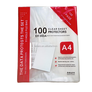 Bonne qualité 80 microns 234x303 étanche Surface lisse Transparent couleur claire A4 taille 11 trous protecteurs de feuille - Product Image 2