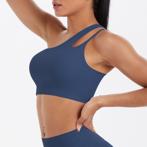 Sujetador deportivo <span class=keywords><strong>de</strong></span> un hombro cepillado <span class=keywords><strong>de</strong></span> nailon <span class=keywords><strong>de</strong></span> doble cara para mujer, tanque <span class=keywords><strong>de</strong></span> Yoga para correr, Fitness, talla grande, Ropa Interior <span class=keywords><strong>De</strong></span> Yoga - Product Image 6