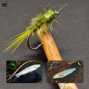 Mosca Artificial de Pesca de Hundimiento con Pluma Natural, Modelo Green Damselfly Nymph, <span class=keywords><strong>para</strong></span> Trucha, Lubina y Salmón, Talla 12 #   Señuelos de Pesca con Mosca <span class=keywords><strong>para</strong></span> Venta al por Mayor - Product Image 3