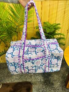 Great Price Cotton Weekender Travel Bag, Handmade Quilted Fabric Duffle Bag, Block Printed, <b>Hand</b> <b>Luggage</b> Bag, Bags for Women, - Product Image 4