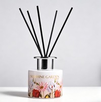 Ensemble de diffuseurs de parfum artisanaux sans plomb et sans alcool Sunshine Garden |   Diffuseur de parfum en verre floral avec bâtonnets |   Parfum de 3 mois