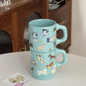 Personalized Blue <b>Ceramic</b> <b>Mug</b> Stacking Coffee <b>Mugs</b> Custom logo Printed - Product Image 3