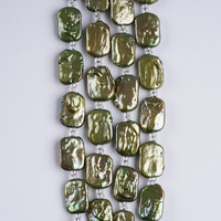 Perles d'eau douce naturelles de 18 cm, 12-13*15-16 mm, forme carrée, perle baroque