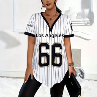 Kaos Polyester V-Neck Longgar Musim Panas 2026, Cetak Digital 3D, Kancing, Kasual, Serbaguna, Cocok untuk Semua, E-Commerce Lintas Batas