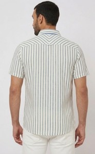 Men Linen Striped Shirt Casual Slim Fit Breathable Summer Wear Half Sleeve Premium ODM Export Quality Wholesale - Product Image 3