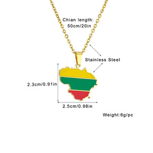 Collar con Colgante de Mapa de <span class=keywords><strong>Lituania</strong></span>, Estilo Vintage, para Hombre y Mujer, Cadena de Acero Inoxidable para Suéter, Accesorios - Product Image 4