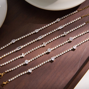 Pulsera de cadena de tenis para mujer, chapada en oro, con circonitas en forma de gota de agua, engaste de canal, regalo de joyería - Product Image 4