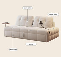 Sofá Cama Modular Esquinero Moderno, Tapizado en Tela, Diseño sin Brazos, con Cojines en la Respalda, para Sala de Estar, Hoteles y Apartamentos