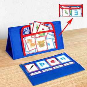 Foldable Desktop Kit for Word Building Pocket Chart <b>Tent</b> Cards CVC Words Phonics Games Blending Board for Kindergarten Reading - Product Image 2