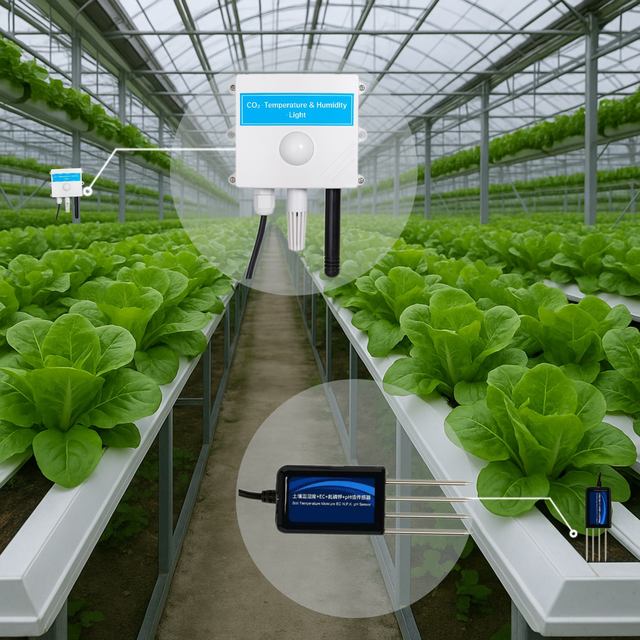 IoT Weather Station Wall-Mounted 4-in-1 Weather Sensor and 8-in-1 Soil Sensor with LoRa Gateway for Indoor Farming Greenhouse