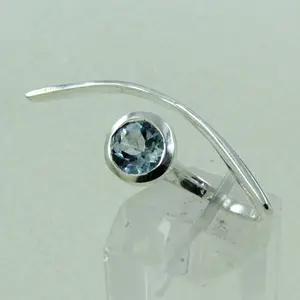 Blue Topaz Gem Stone Adjustable 925 Sterling Silver Ring Jewellery Supplier India