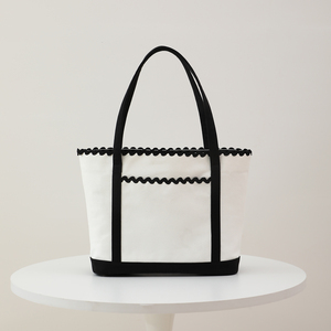 Monogrammed vải bãi biển <span class=keywords><strong>Tote</strong></span> Túi bán buôn vỏ sò viền pickleball <span class=keywords><strong>Tote</strong></span> thêu ric Rac <span class=keywords><strong>Tote</strong></span> Túi xách của phụ nữ - Product Image 5