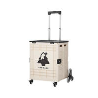 Chariot de transport pliable multifonctionnel à quatre roues en plastique pour pique-nique, camping, shopping, grande capacité, adapté à la montagne