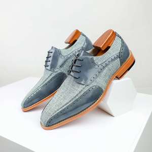 Handmade Custom Men's Business Formal Leather <b>Shoes</b> Multi-color Square Toe Lace-up <b>Height</b> <b>Increasing</b> Breathable Anti-Slip - Product Image 1