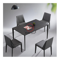 Ensemble de table à manger 8 places en aluminium antique de style moderne simple et stable avec grand espace et table à manger en marbre noir