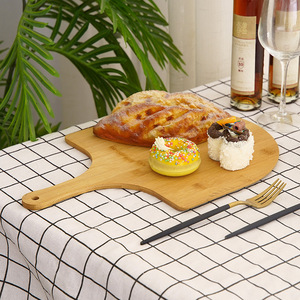 Planche à pizza en bambou avec poignée 40x28cm, plateau à pizza en bois pour la cuisson et le service, style simple, couleur unie - Product Image 4