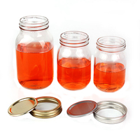 Offre Spéciale – Vente en Gros de Bocaux Mason en Verre Transparent à Large Ouverture (4oz, 8oz, 16oz, 32oz, 64oz) avec Couvercle Métallique pour la Mise en Conserve et le Stockage Alimentaire