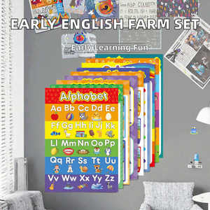 Nouvelle conception, lot de 8 affiches éducatives en anglais sur l'alphabet et les chiffres, pour l'apprentissage précoce, tableau mural silencieux pour enfants, film laminé, papier KB - Product Image 2