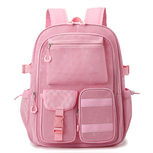 Cross-border Custom Hollow-out Multi-pocket <b>Backpack</b> Large Capacity Student Mesh <b>Backpack</b> <b>Computer</b> Bag Travel Beach Bag - Product Image 6