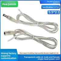 Câble de connexion LED transparent personnalisé en gros, 5,5 mm, mâle-femelle, courant 5A, alimentation CC pour chauffage aérien