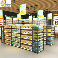 Étagères de magasin de détail à effet bois pour la vente, présentoir de supermarché, rayonnages d'épicerie double face