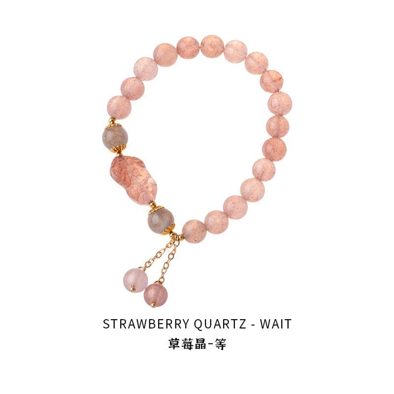 15 bracelets - pierre de lune cristal fraise - coffret cadeau raffiné