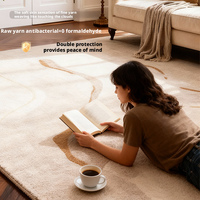 Tapis en polyester pour salon, luxe léger, haut de gamme, imperméable, anti-salissure, pour canapé et table, fabriqué à la machine, antidérapant, minimalisme moderne