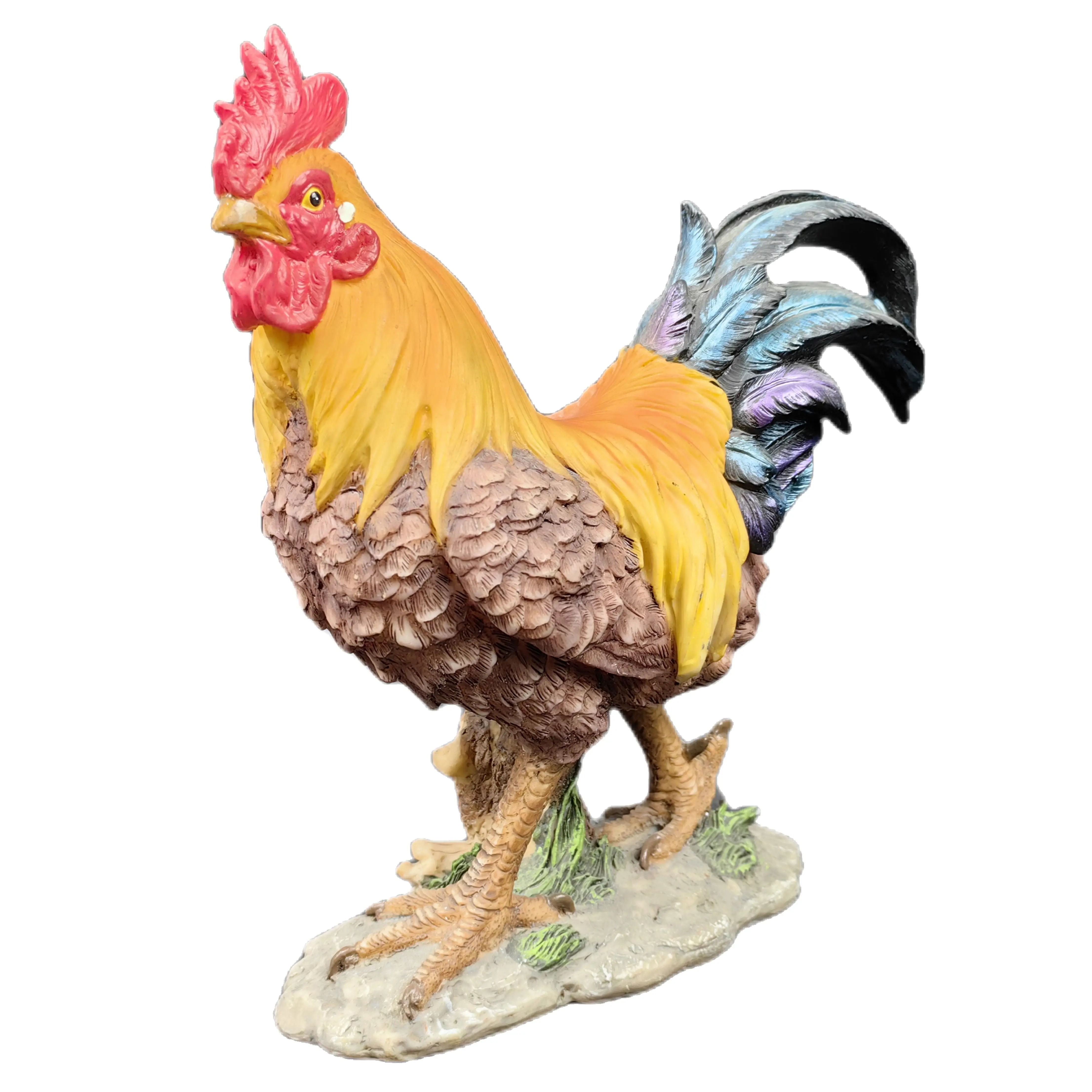 Tierfiguren Hahn Statuen Poly resin Nutztier Huhn Skulptur