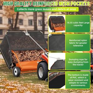 Nhiệm vụ nặng nề 48 "kéo phía sau máy quét cỏ, máy bắt cỏ Phễu lớn, với cần gạt bàn chải có thể điều chỉnh và dây thừng đổ, cho sân cỏ. - Product Image 4