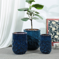 Pot de fleurs en céramique moderne nordique pour intérieur et extérieur, grand pot à texture de pierre émaillée pour jardin vertical à domicile, pots et jardinières