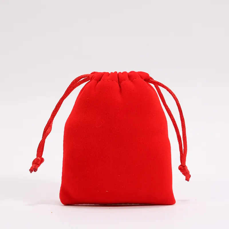 Bolsas de garrafa de veludo, bolsa vermelha de veludo com cordão para joias, bolsa de veludo para joias