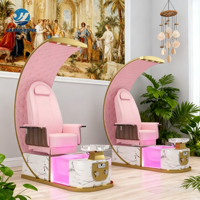 Fauteuil de pédicure et de manucure de luxe inclinable pour salon de beauté, avec fonction spa et bain de pieds lumineux